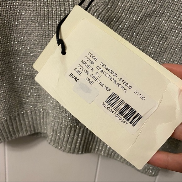 NWT Nema Greece Resort Wear Knit Metallic Silver Crop Top Vacation Summer tank - Picture 7 of 11